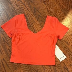 lululemon Align Tee Coral Scoop-Neck Crop Top